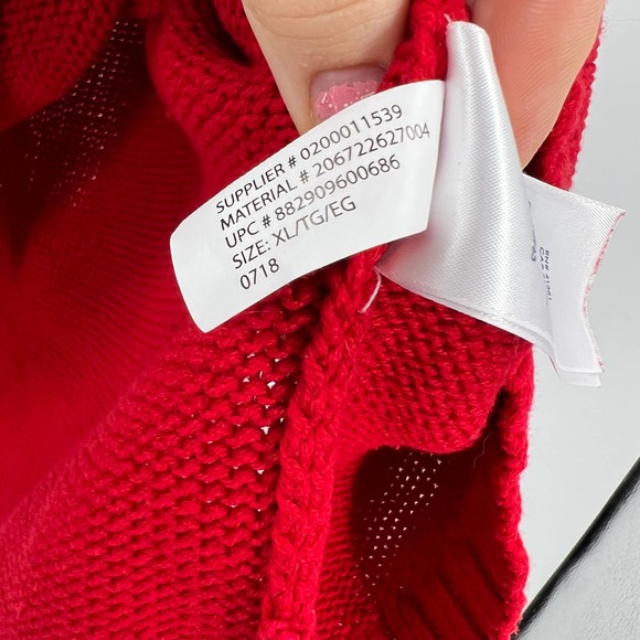 Chaps Vintage Red Knit Sweater Popover Scoop Neckline Textured 3D Women's XL - Picture 7 of 9